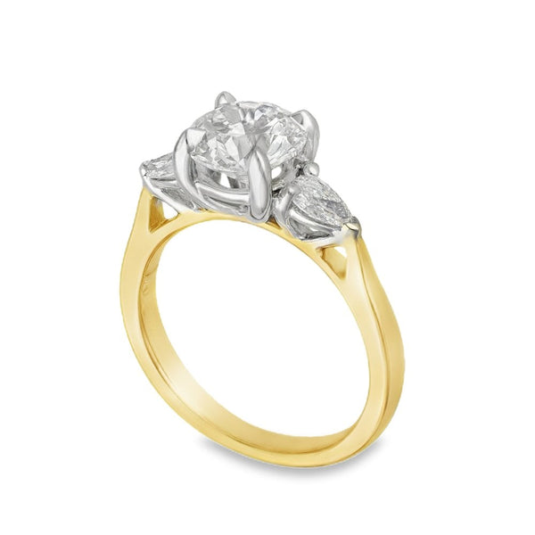 18ct Yellow Gold Diamond Trilogy Ring - Size J - 1.78ct