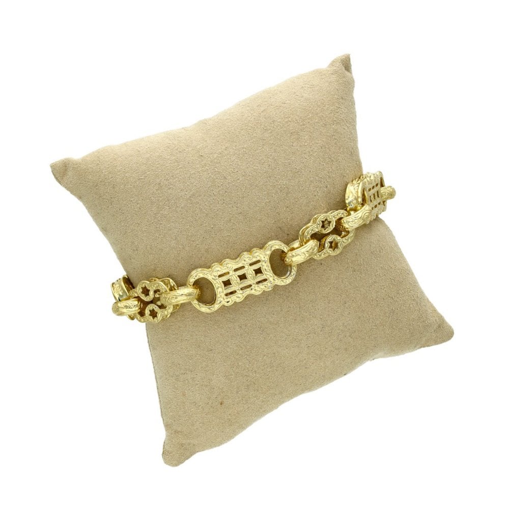 9ct Yellow Gold Fancy Bar-Link Bracelet - 9" - 43.7g