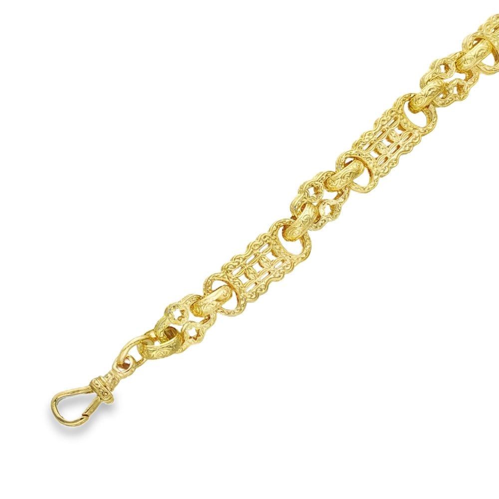 9ct Yellow Gold Fancy Bar-Link Bracelet - 9" - 43.7g