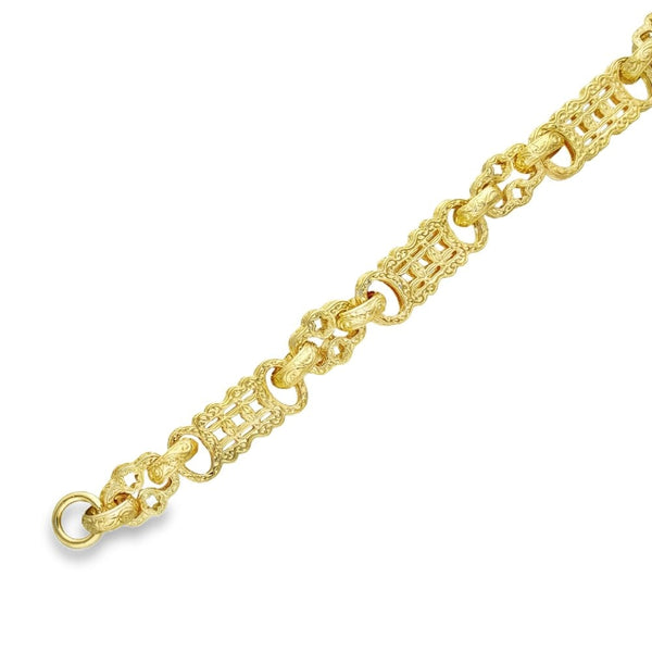 9ct Yellow Gold Fancy Bar-Link Bracelet - 9" - 43.7g