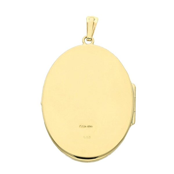 9ct Yellow Gold Feather-Engraved Locket - 32x44x4.5mm - 9.9g