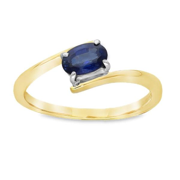 18ct Yellow Gold Sapphire Twist Ring - Size L½