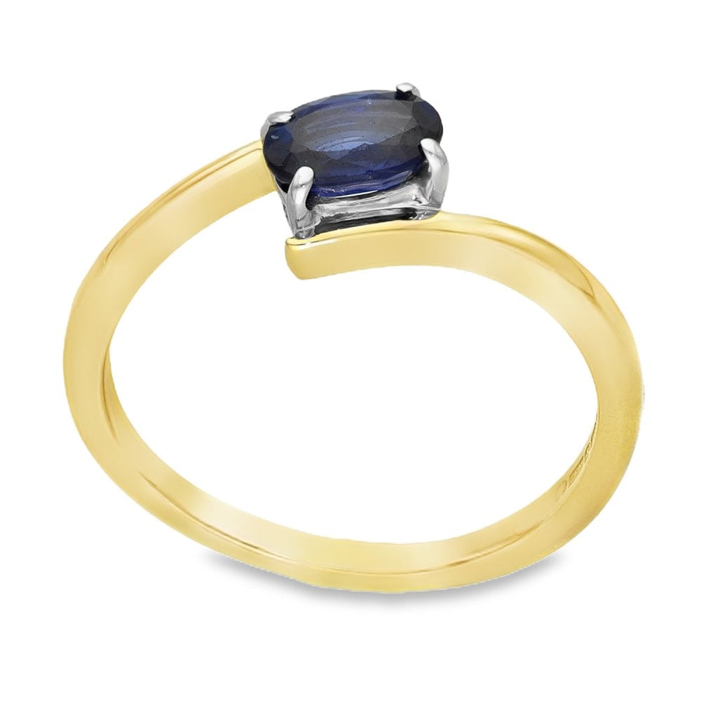18ct Yellow Gold Sapphire Twist Ring - Size L½