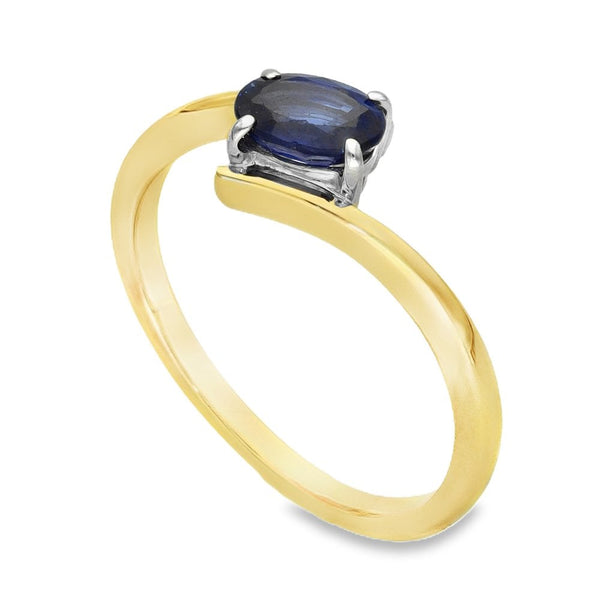 18ct Yellow Gold Sapphire Twist Ring - Size L½