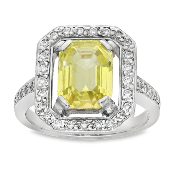 Ladies 18ct White Gold Diamond & Yellow Sapphire Ring - 0.36ct