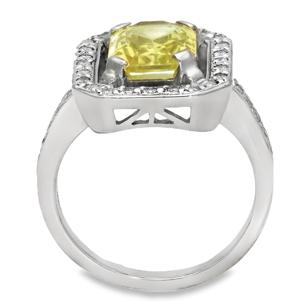 Ladies 18ct White Gold Diamond & Yellow Sapphire Ring - 0.36ct