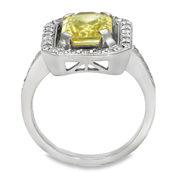 Ladies 18ct White Gold Diamond & Yellow Sapphire Ring - 0.36ct