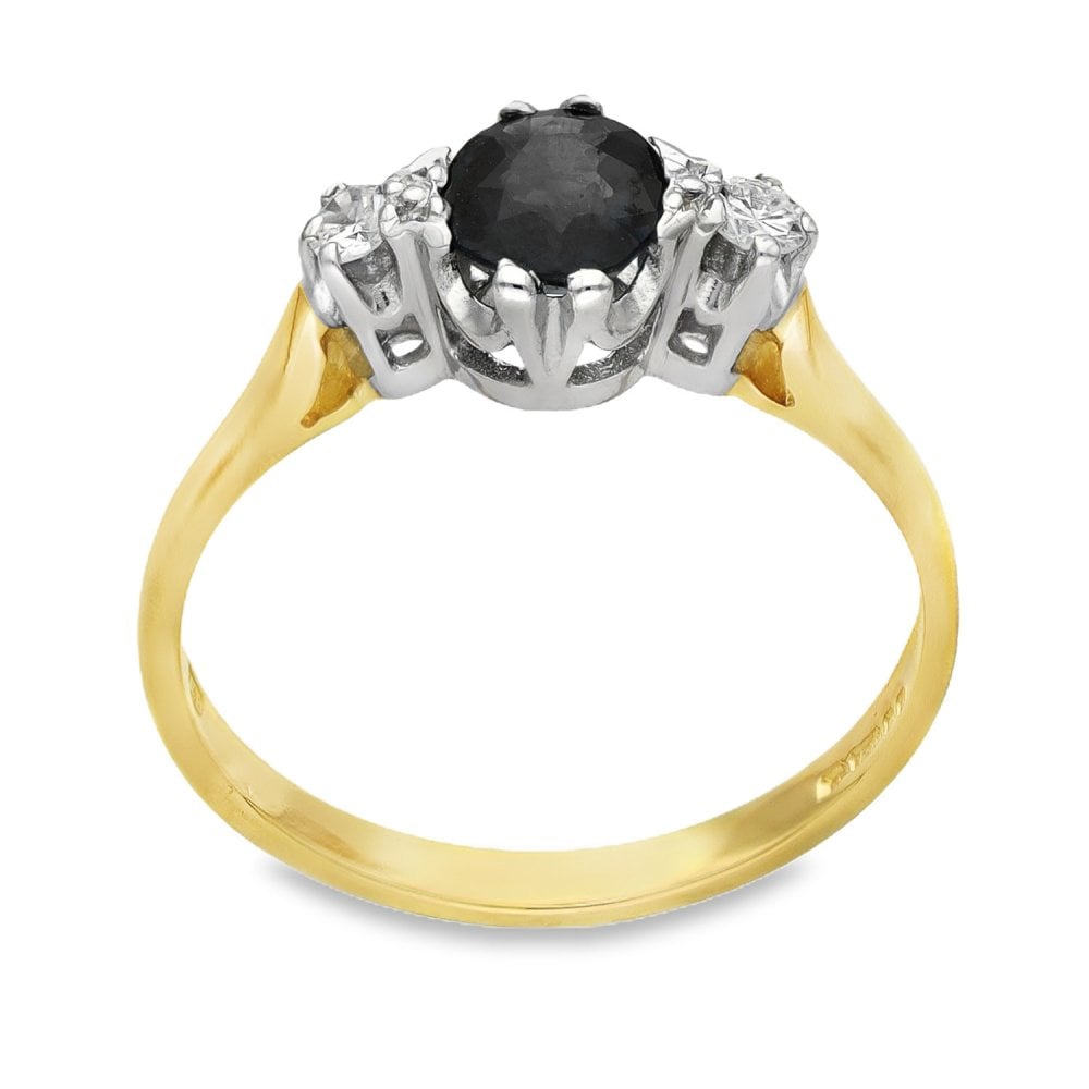 Ladies 18ct Yellow Gold Sapphire & Diamond Ring - 0.10ct