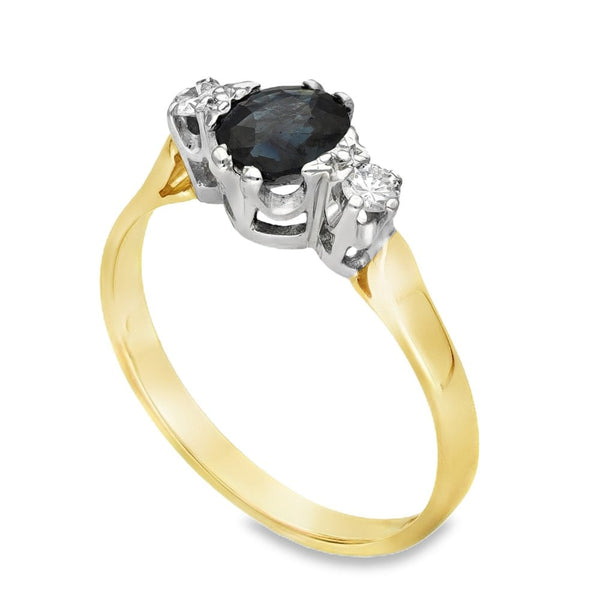 Ladies 18ct Yellow Gold Sapphire & Diamond Ring - 0.10ct
