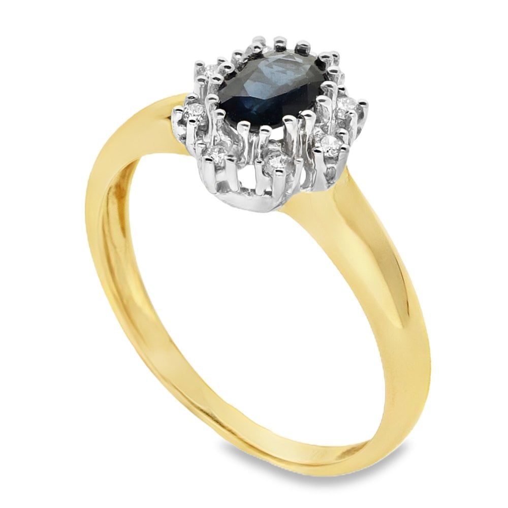 9ct Yellow Gold Sapphire & Diamond Cluster Ring - 0.50ct