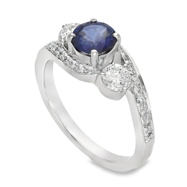 Ladies 18ct White Gold Diamond & Sapphire Ring