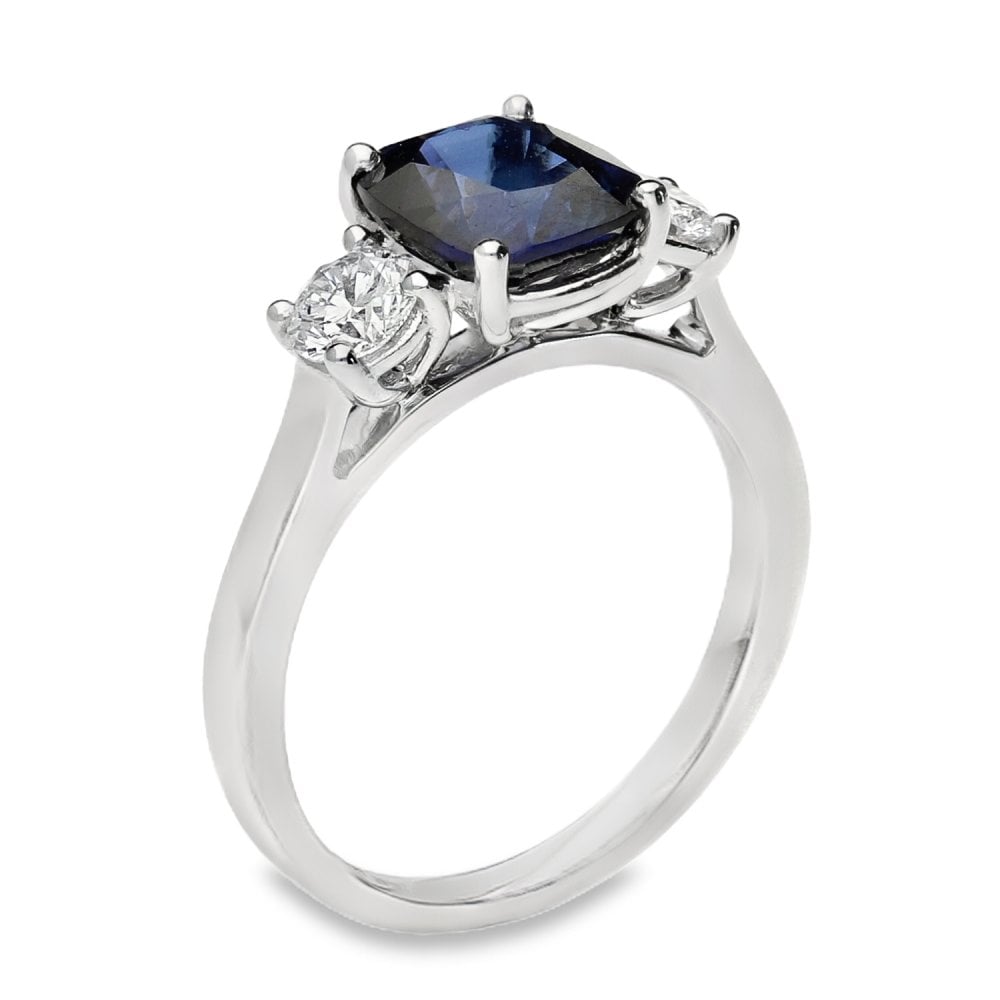 Ladies Platinum Diamond And Sapphire Trilogy Ring - 0.52ct -5.8g