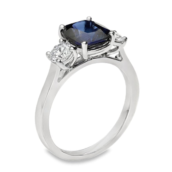 Ladies Platinum Diamond And Sapphire Trilogy Ring - 0.52ct -5.8g