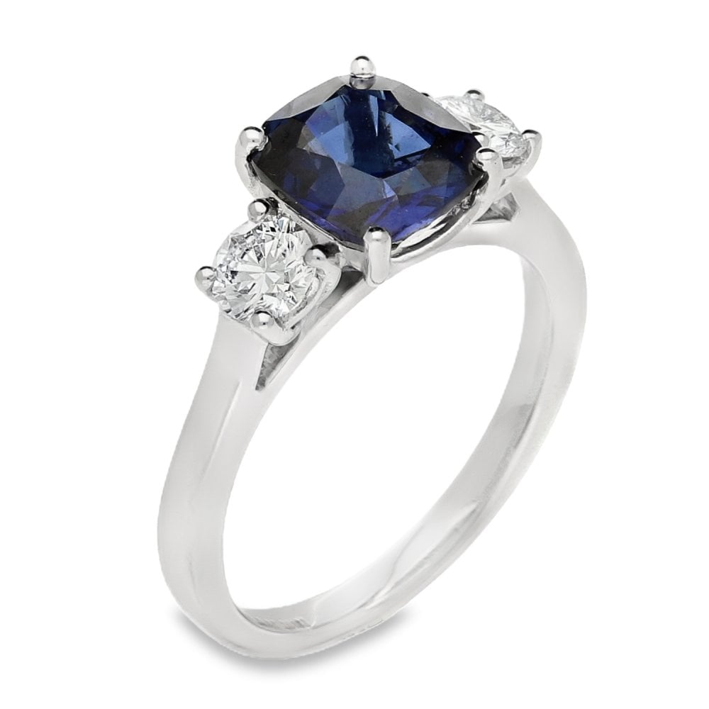 Ladies Platinum Diamond And Sapphire Trilogy Ring - 0.52ct -5.8g