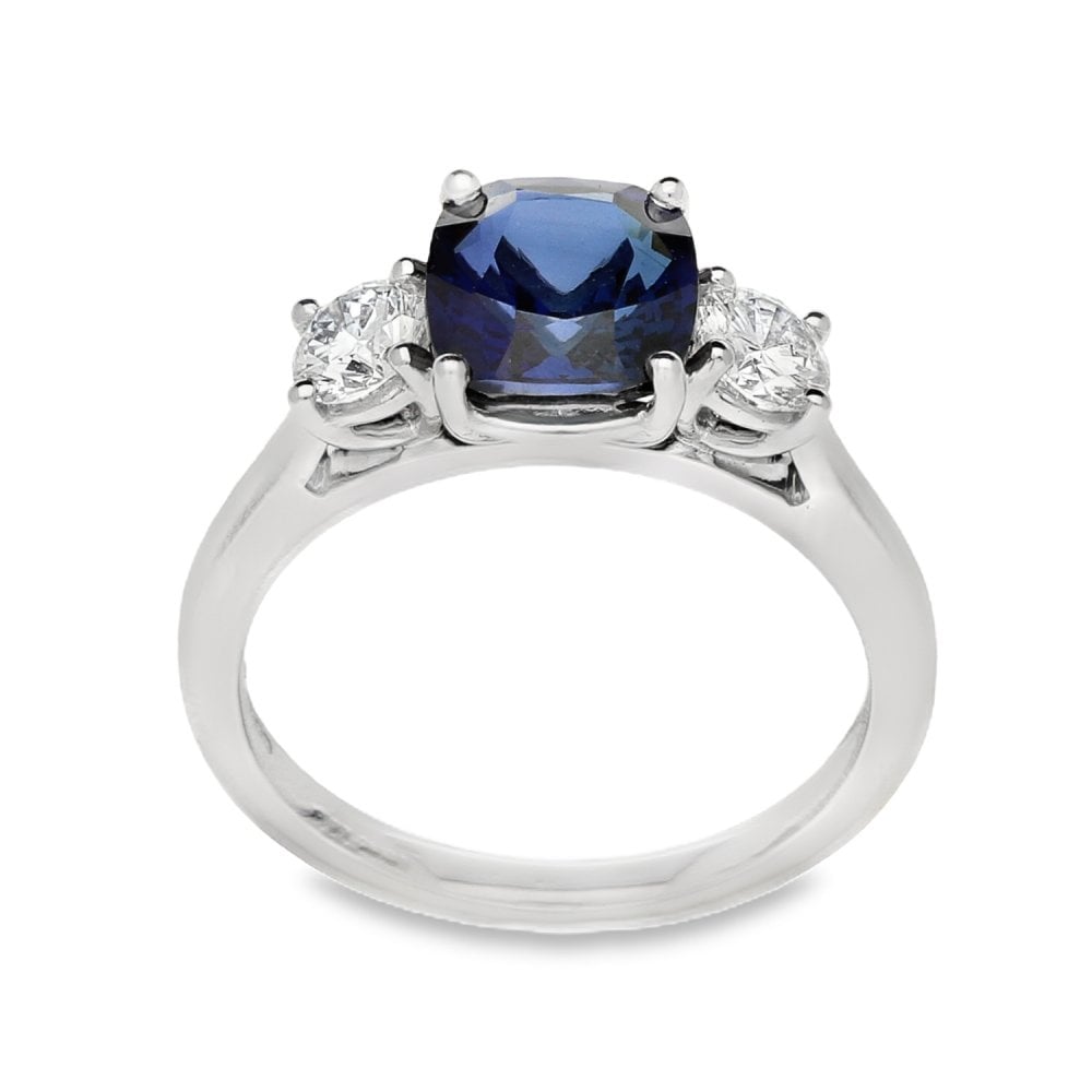 Ladies Platinum Diamond And Sapphire Trilogy Ring - 0.52ct -5.8g
