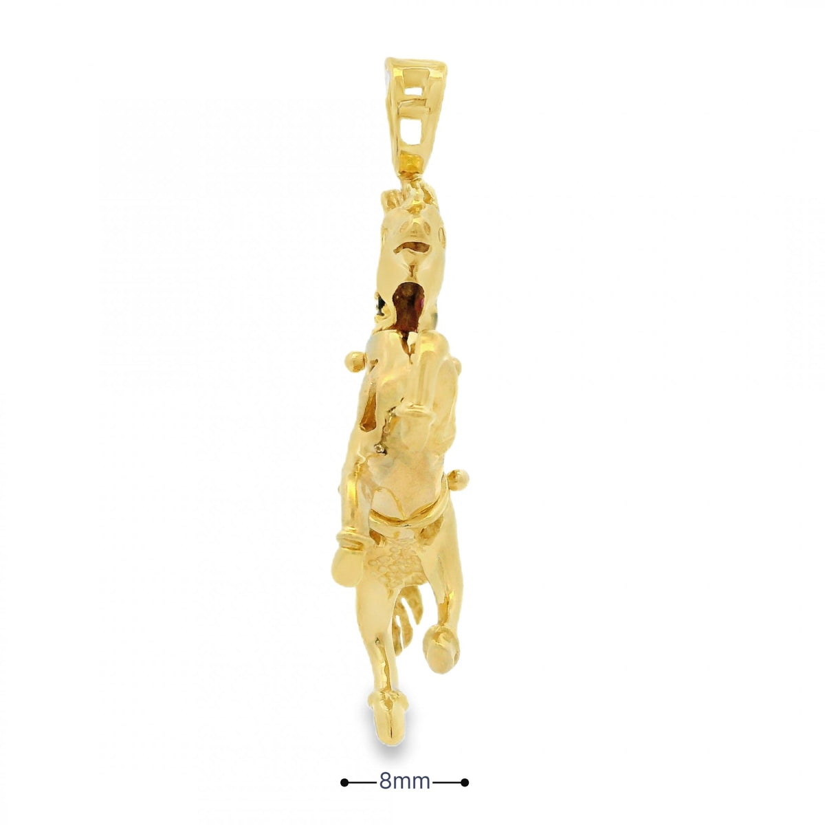 9ct Yellow Gold Ruby & Sapphire Racehorse Pendant - 35x35x8mm