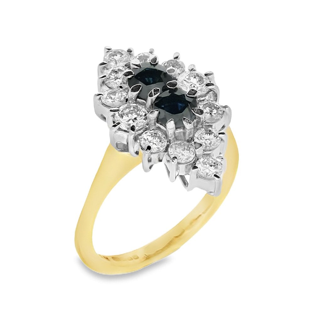 18ct Yellow Gold Sapphire & Diamond Ring - Size F½ - 0.70ct