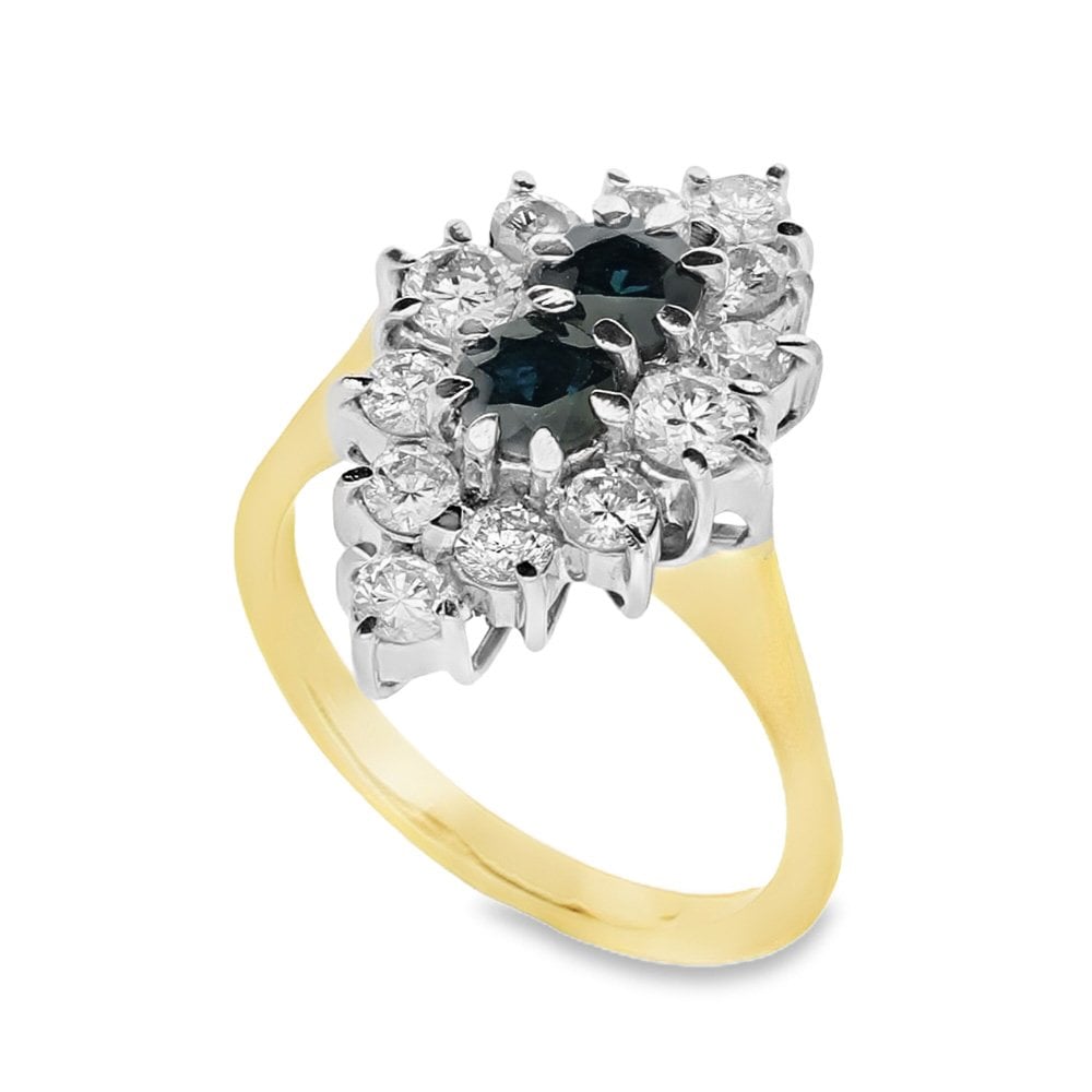 18ct Yellow Gold Sapphire & Diamond Ring - Size F½ - 0.70ct