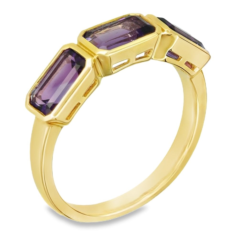 9ct Yellow Gold Amethyst Ring - Size N