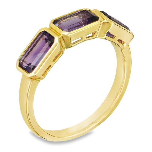 9ct Yellow Gold Amethyst Ring - Size N