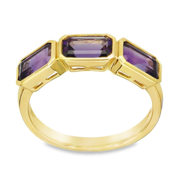 9ct Yellow Gold Amethyst Ring - Size N