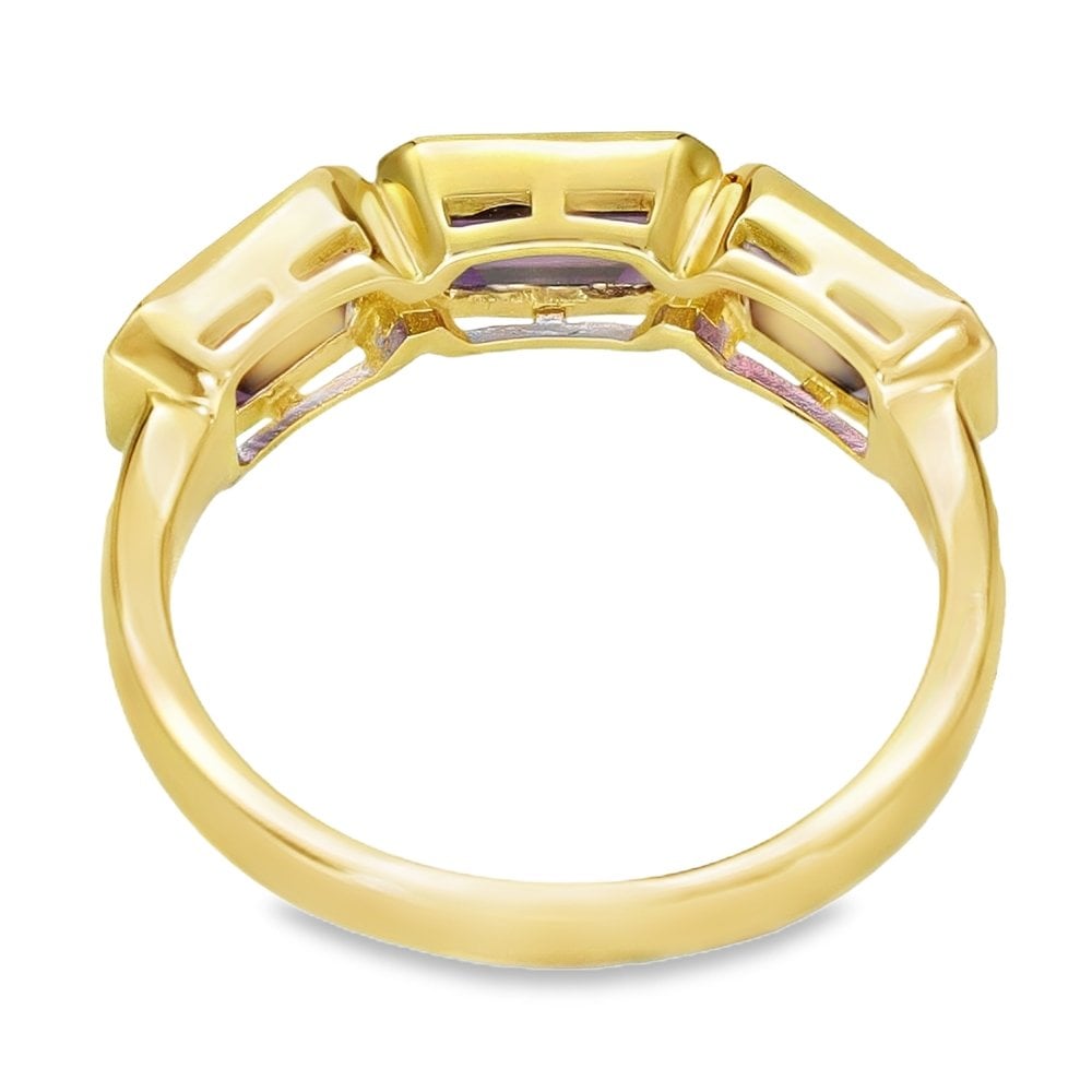 9ct Yellow Gold Amethyst Ring - Size N