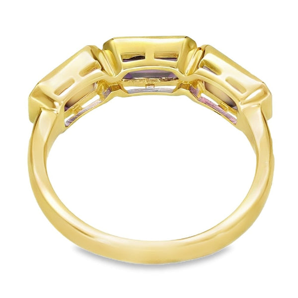 9ct Yellow Gold Amethyst Ring - Size N
