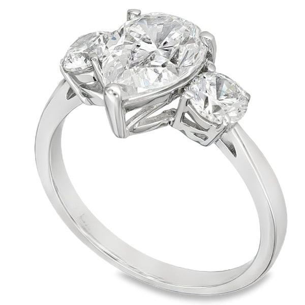 9ct White Gold Pear Cut Cubic Zirconia Trilogy Ring