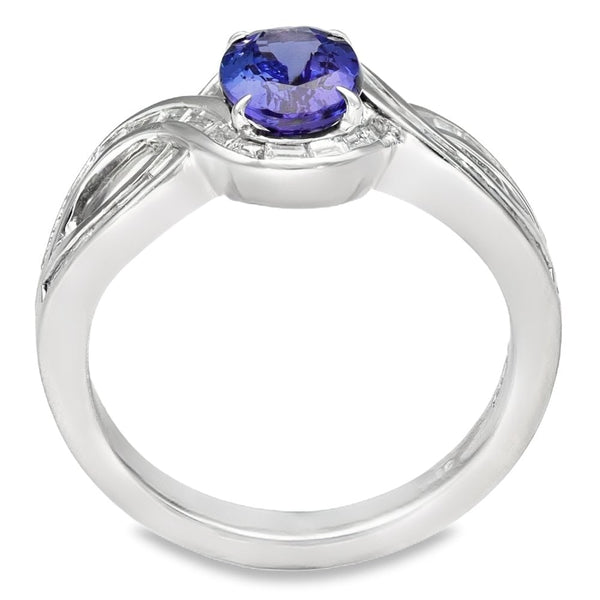 18ct White Gold Blue Tanzanite & Diamond Ring