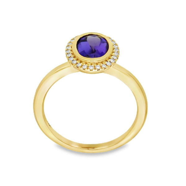 18ct Yellow Gold Oval Cabochon Tanzanite & Diamond Ring