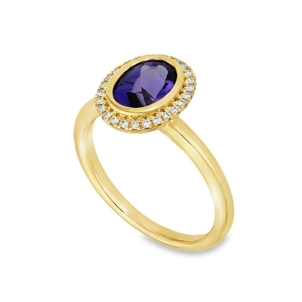 18ct Yellow Gold Oval Cabochon Tanzanite & Diamond Ring