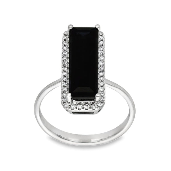 18ct White Gold Blue Octagon Tourmaline & Diamond Ring
