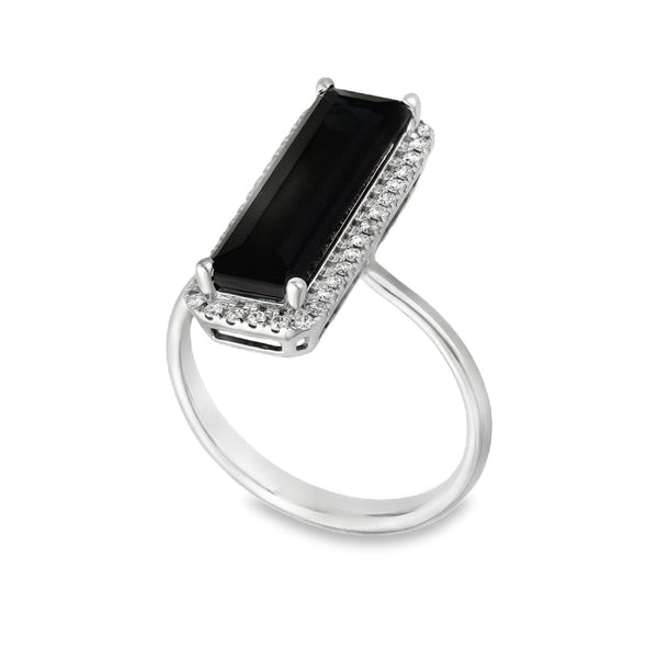 18ct White Gold Blue Octagon Tourmaline & Diamond Ring