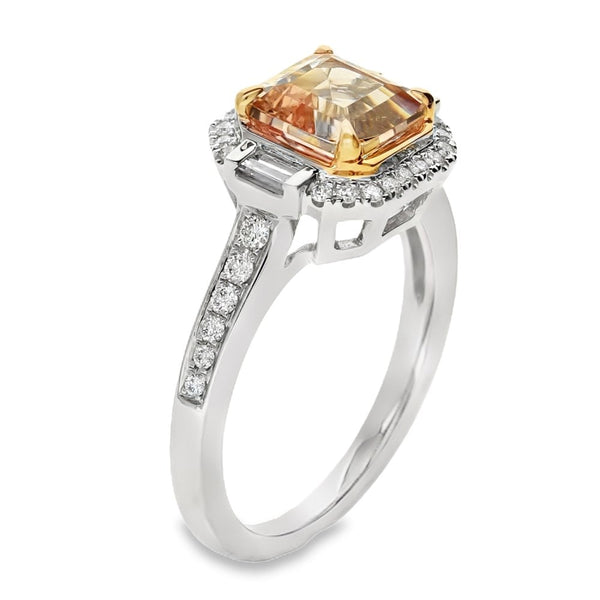 Ladies 9ct White Gold Diamond And Morganite Ring - 0.35ct