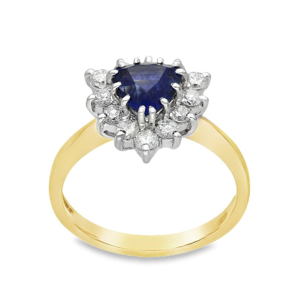 18ct Yellow Gold Sapphire & Diamond Cluster Ring - 0.60ct