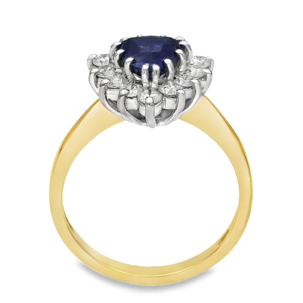 18ct Yellow Gold Sapphire & Diamond Cluster Ring - 0.60ct