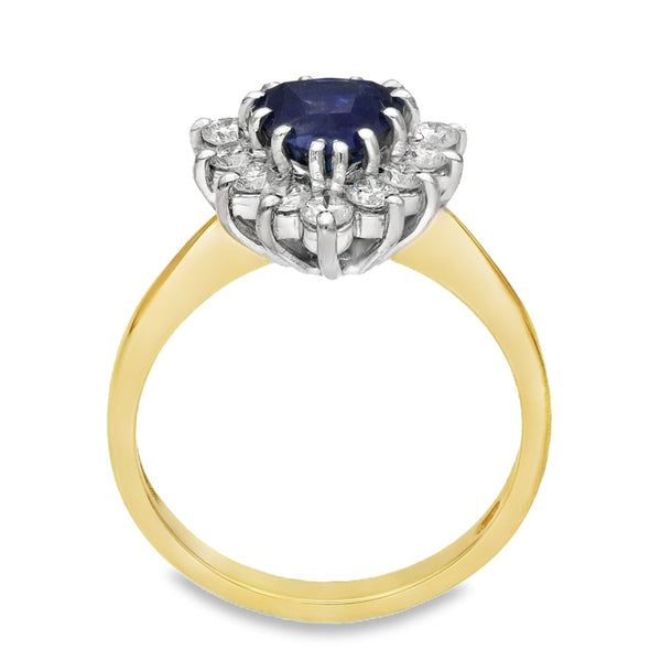 18ct Yellow Gold Sapphire & Diamond Cluster Ring - 0.60ct