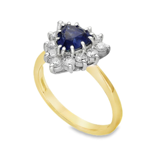 18ct Yellow Gold Sapphire & Diamond Cluster Ring - 0.60ct