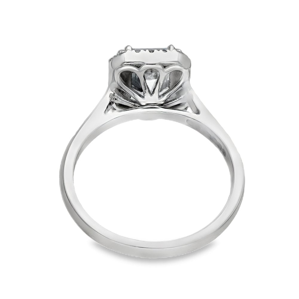 950 Platinum Aquamarine & Diamond Cluster Ring - Size M - 0.17ct