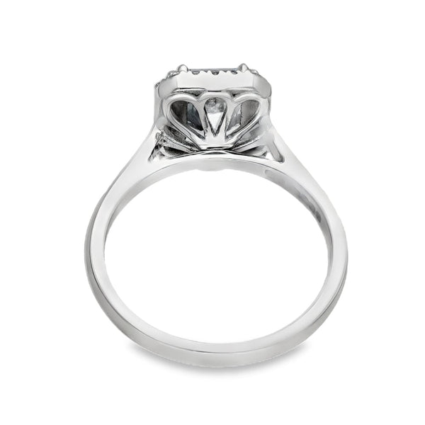 950 Platinum Aquamarine & Diamond Cluster Ring - Size M - 0.17ct