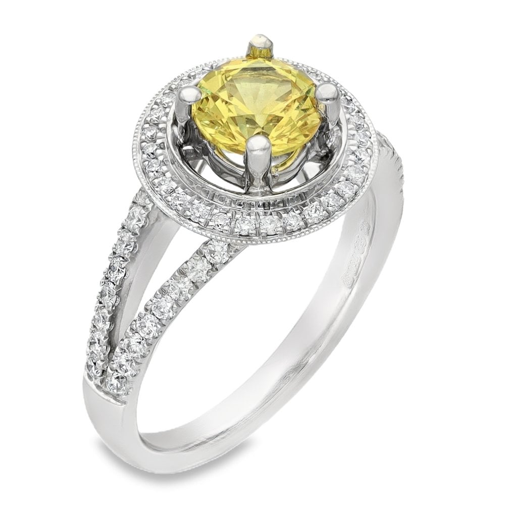 18ct Gold Yellow Sapphire & Diamond Ring - Size K - 1.10ct