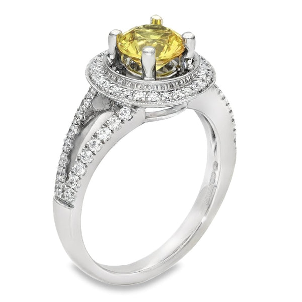 18ct Gold Yellow Sapphire & Diamond Ring - Size K - 1.10ct