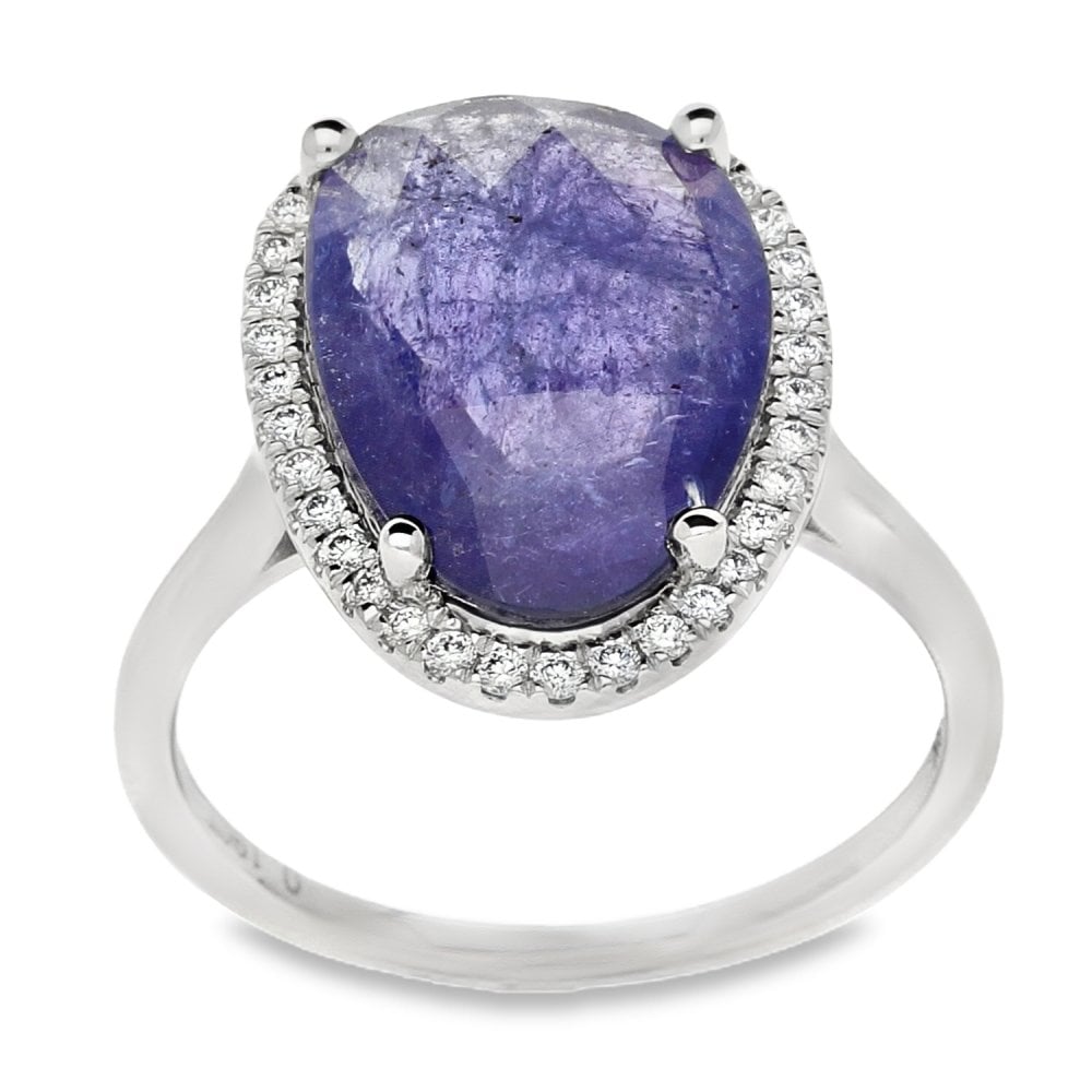 18ct White Gold Tanzanite & Diamond Ring - Size M - 4.70ct