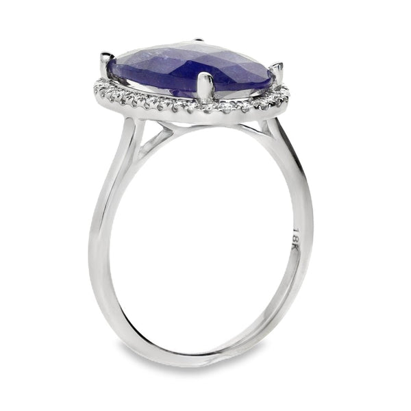 18ct White Gold Tanzanite & Diamond Ring - Size M - 4.70ct