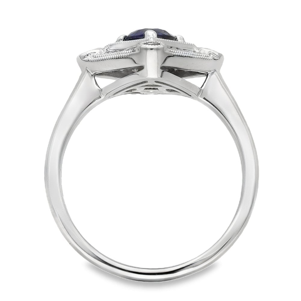 18ct White Gold Diamond Set Sapphire & Ruby Cluster Ring -0.34ct