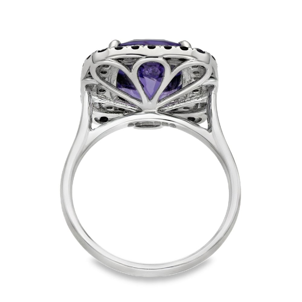 950 Platinum Diamond Set Tanzanite & Sapphire Cluster Ring