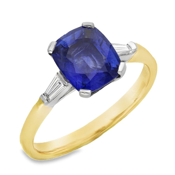 18ct Yellow Gold Sapphire & Diamond Ring - Size N - 2.50ct