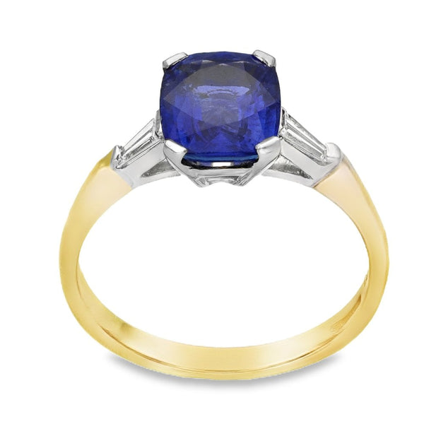 18ct Yellow Gold Sapphire & Diamond Ring - Size N - 2.50ct