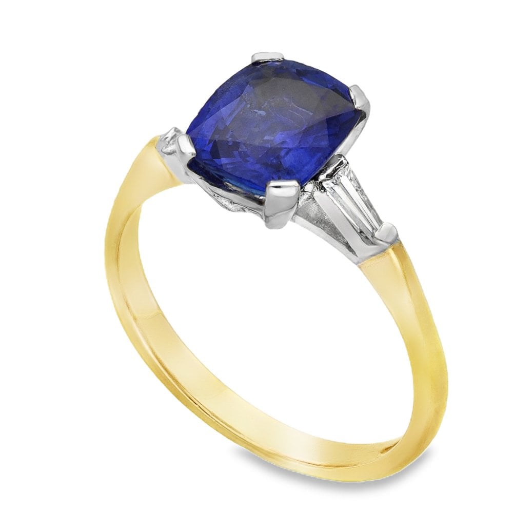 18ct Yellow Gold Sapphire & Diamond Ring - Size N - 2.50ct
