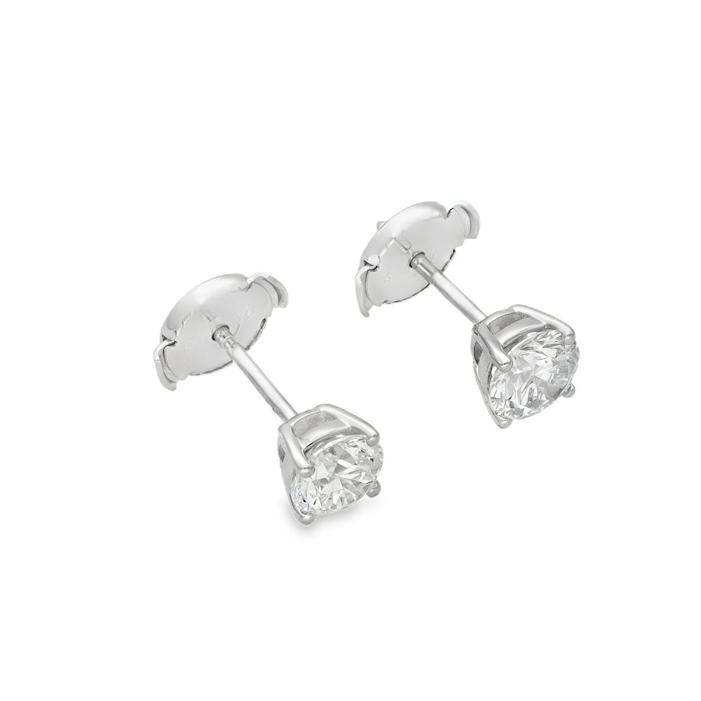1.00ct White Gold Certified Diamond Stud Earrings - F/VS2